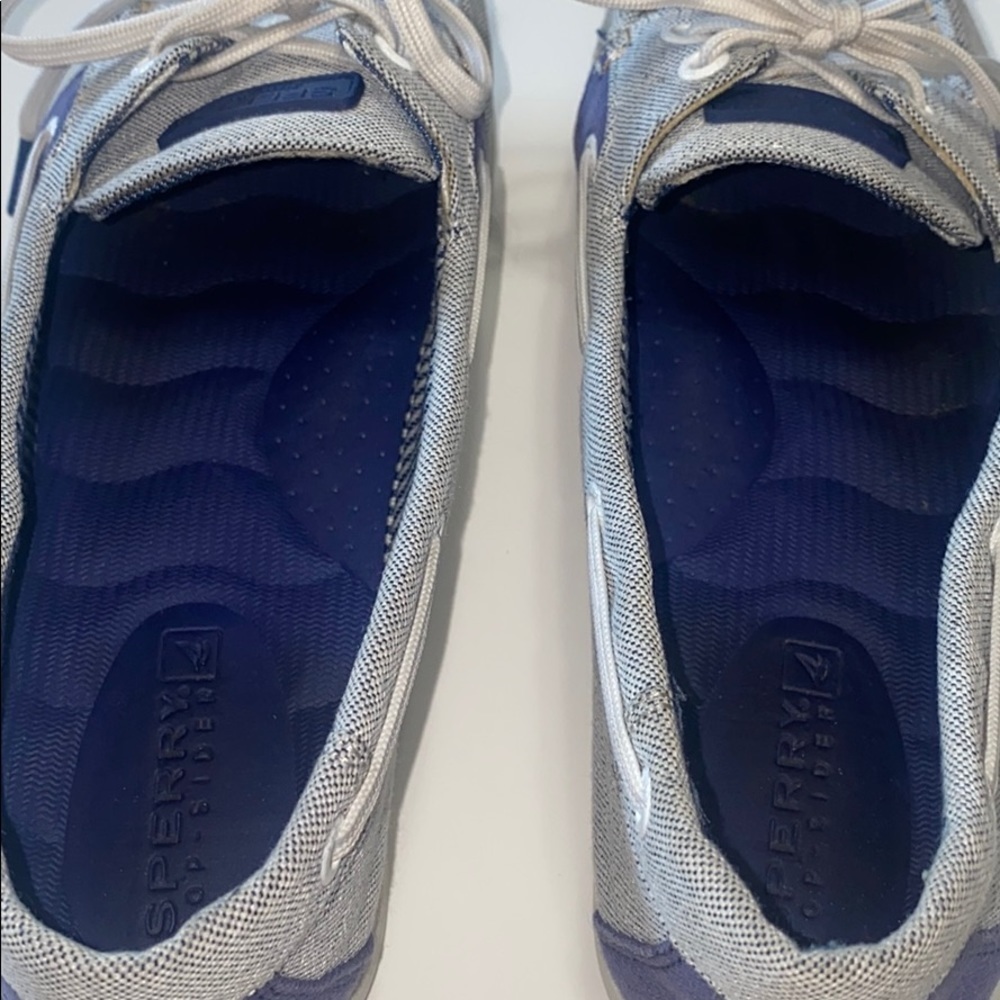 Sperry soft canvas boat shoes blue and white 7 - Picture 7 of 8